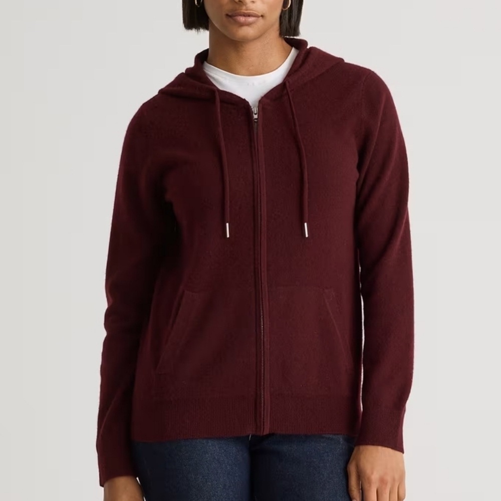 Quince Mongolian Cashmere Full-zip hoodie - rich burgandy - Picture 2 of 12